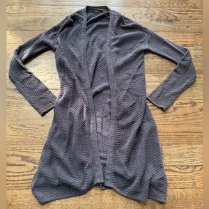 Belldini Long Open Front Textured Cardigan Duster Brown Medium